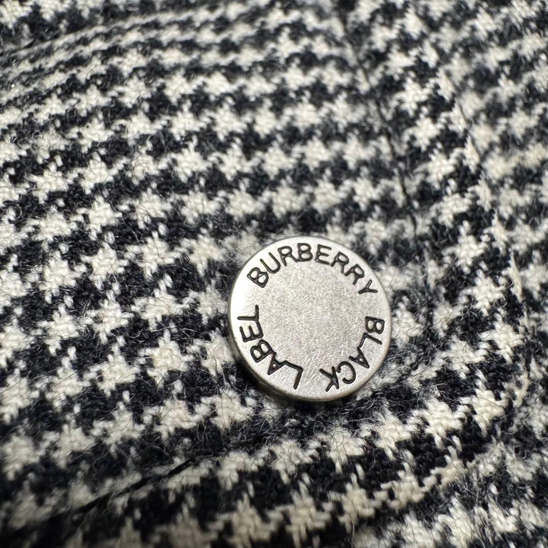 バーバリーブラックレーベル　パデッドコート　ノバチェック　千鳥柄　ラビットファー