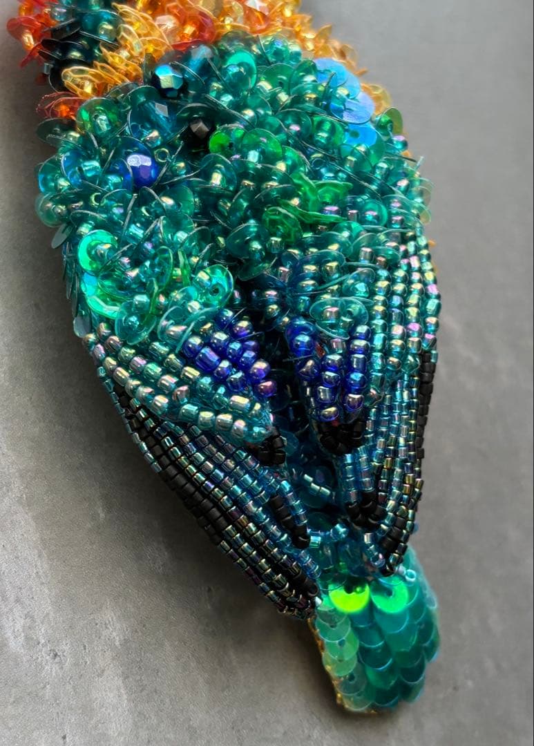 【ミヤコショウビン】ビーズ刺繍ブローチバッグチャーム