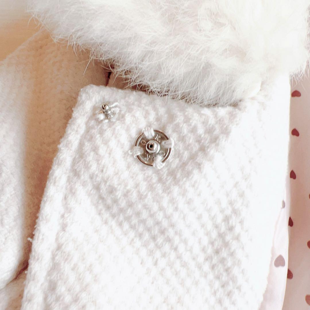 あみ LIZLISA系♡アイボリー ビジュー×リボンコート