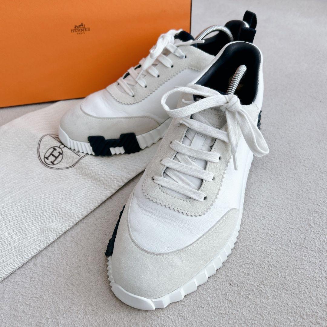 HERMES エルメス　バウンシング　スニーカー　レザー　白×紺　26.5cm