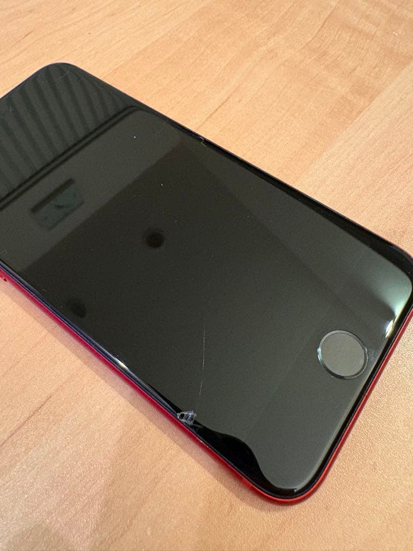 【画面割れ】iPhone SE 第2世代 128GB レッド イヤホン等付