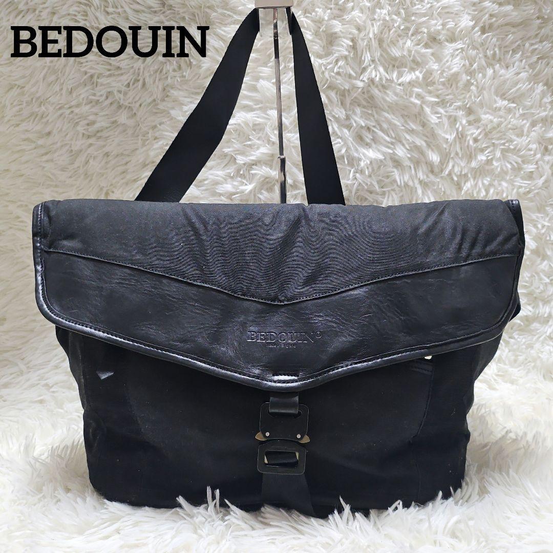 希少 BEDOUIN レザー メッセンジャーバッグ 総柄 スカル