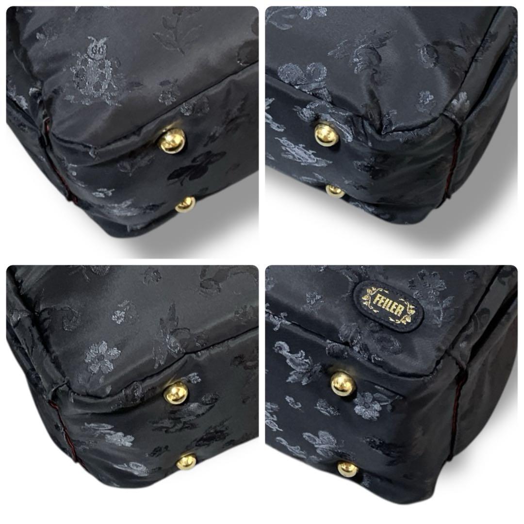フェイラー 良品 希少 2way ハイジ ジャガード ボストンバッグ ブラック