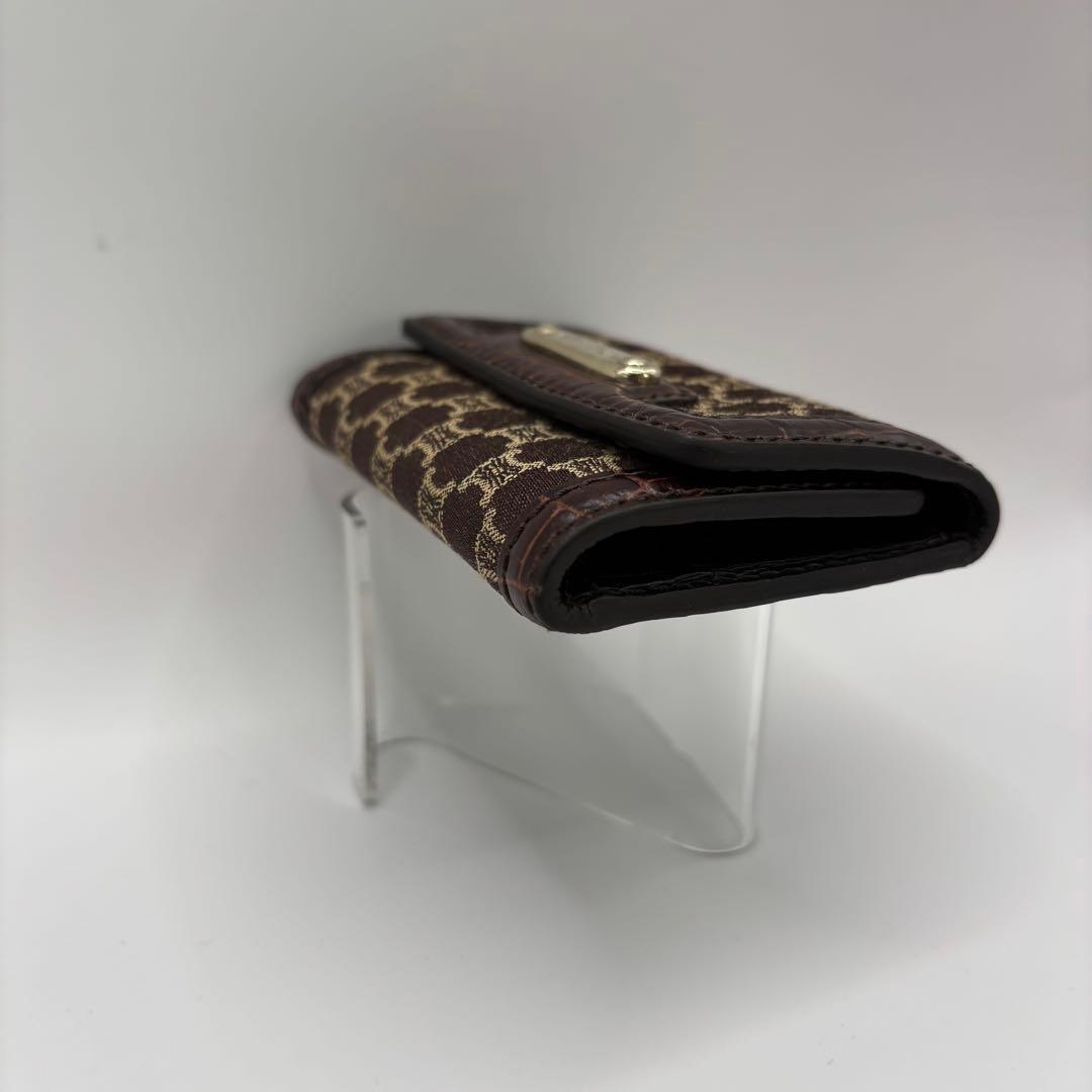 希少品　CELINE キーケース　6連　マカダム　ブラウン　クロコ　レザー　キー