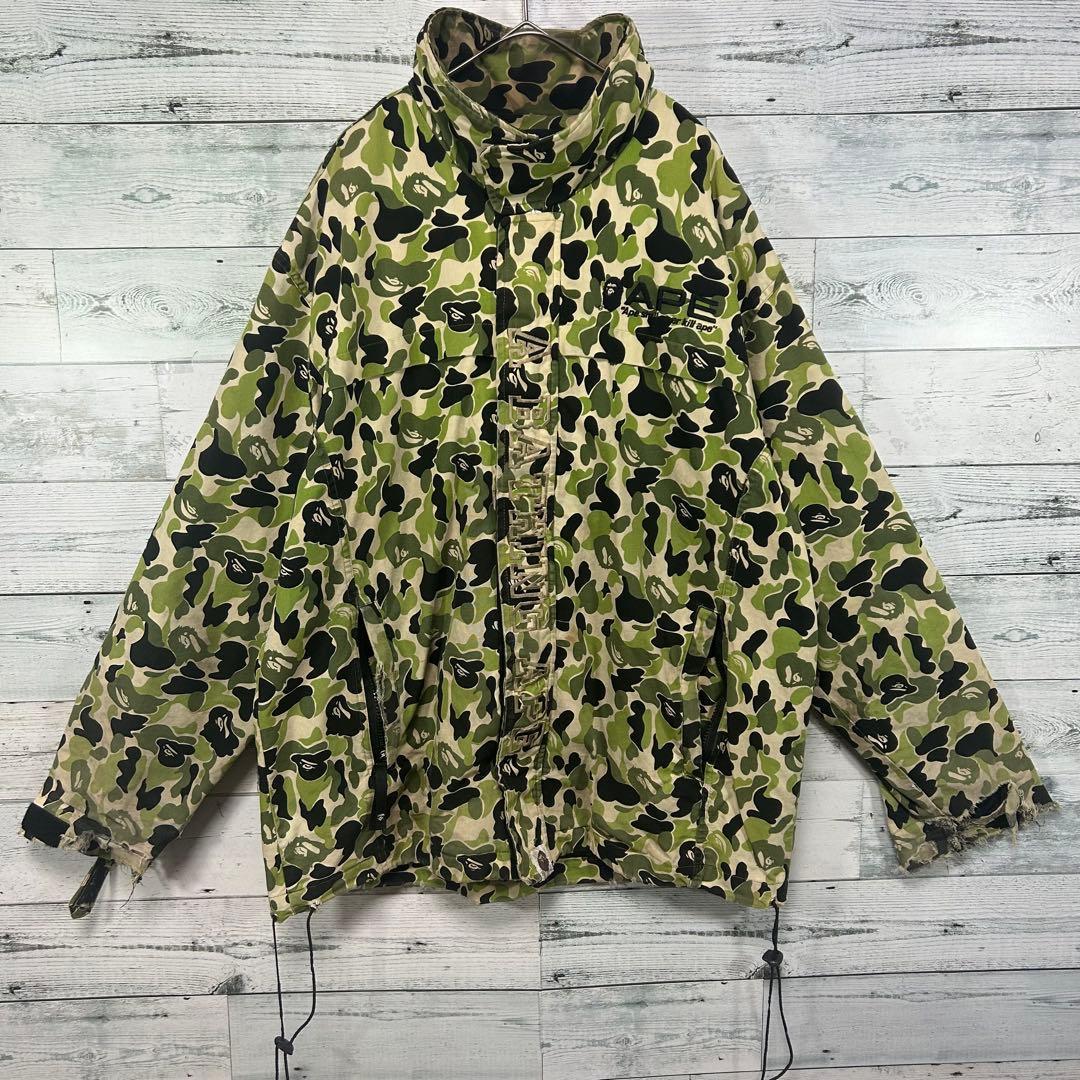 90s 00s アベイシングエイプ カモ柄 ジャケット XL M-65 難あり