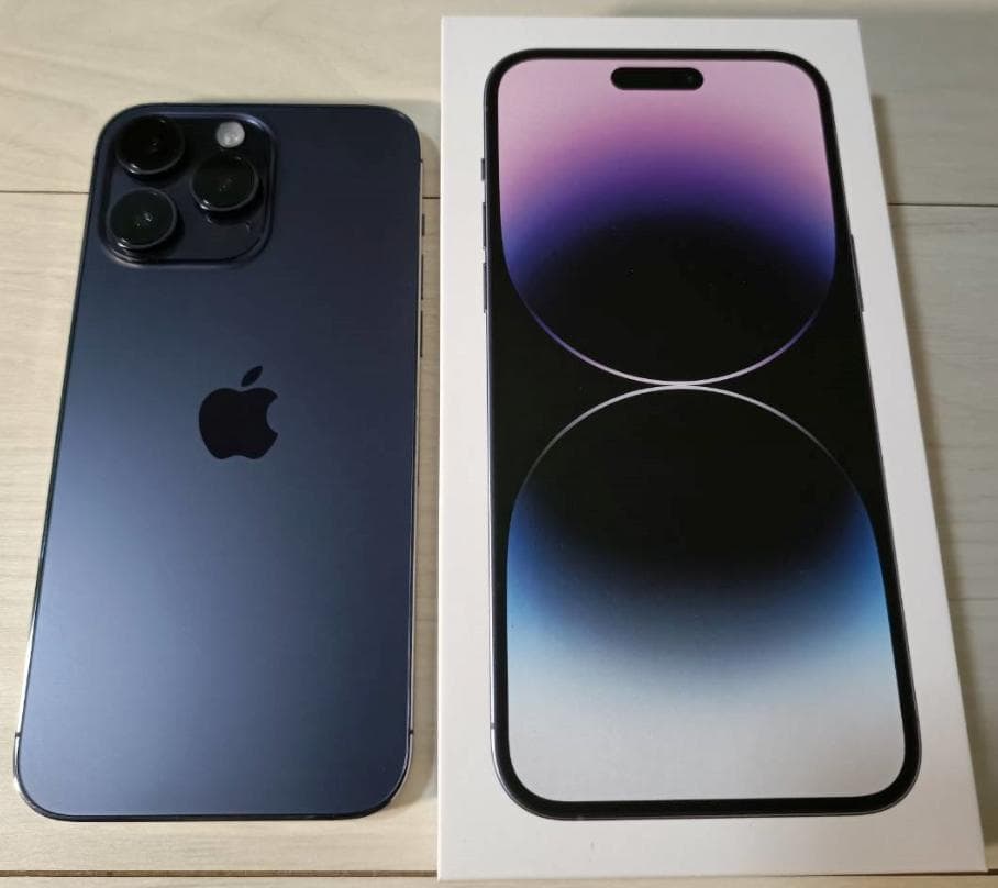 【極美品】iPhone14 Pro Max 256GB 紫 純正レザーケース付き