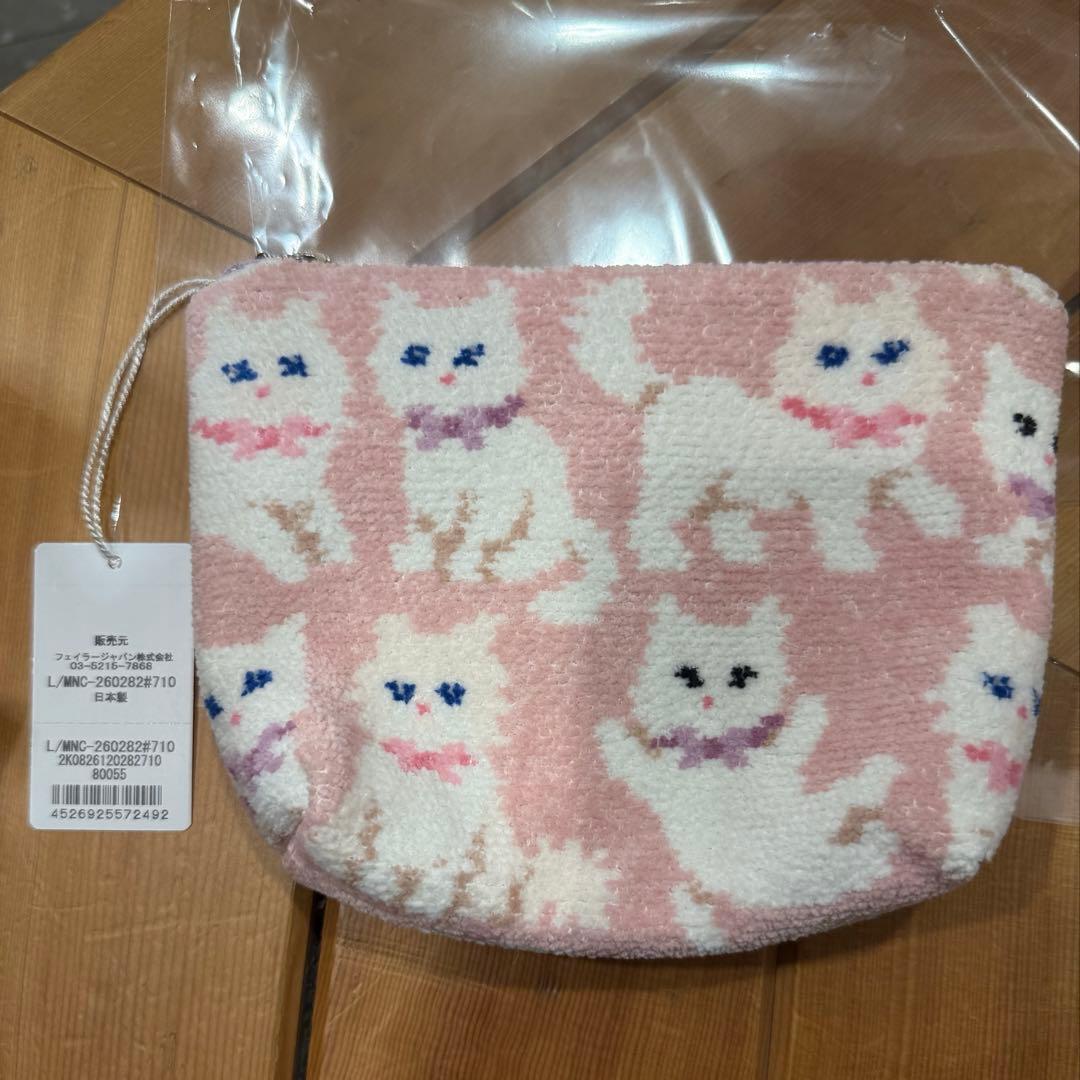 ラブラリー バイ フェイラー モフモフネコチャン 舟型ポーチ Lサイズ