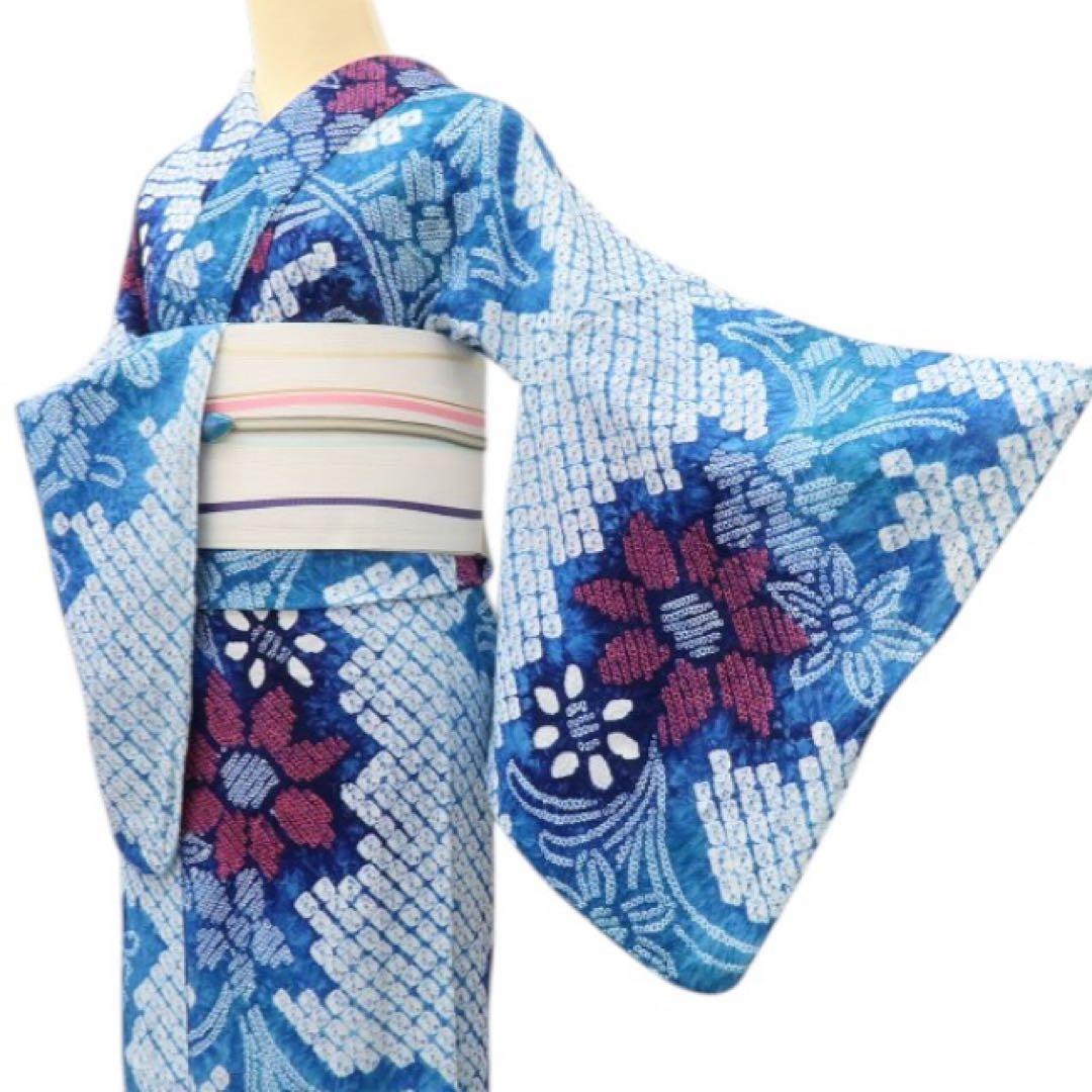 mieeeec✺美品 有松鳴海絞り 向日葵 高級浴衣 着物 A3387