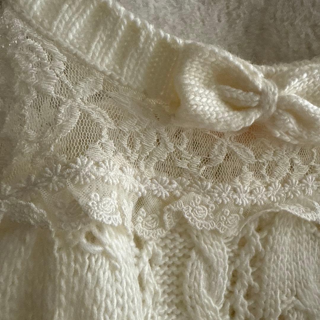 リズリサ　セーターLIZ LISA肩のレース　リボン　可愛いケーブル編み