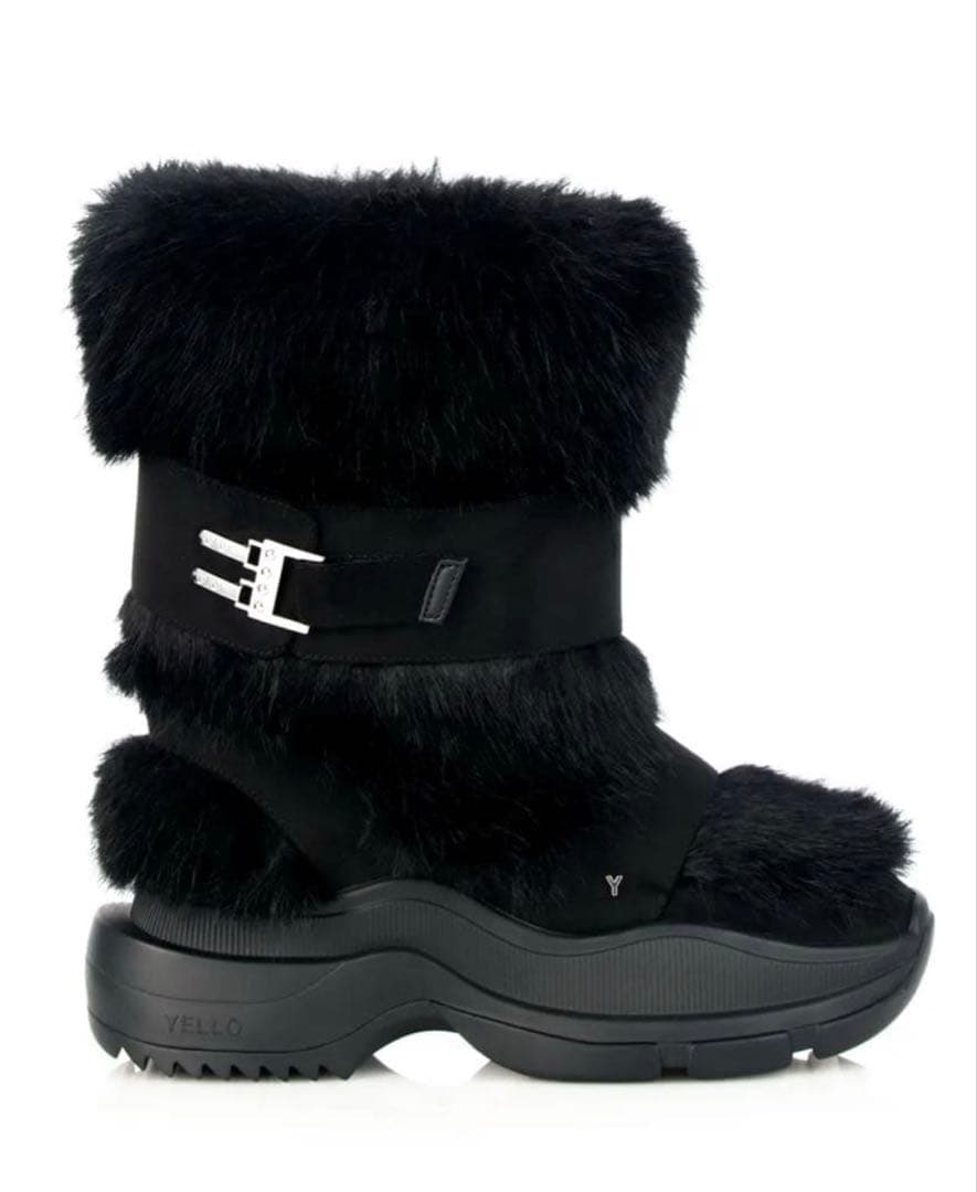 完売品　YELLO ファーブーツ 黒　M ブラック
