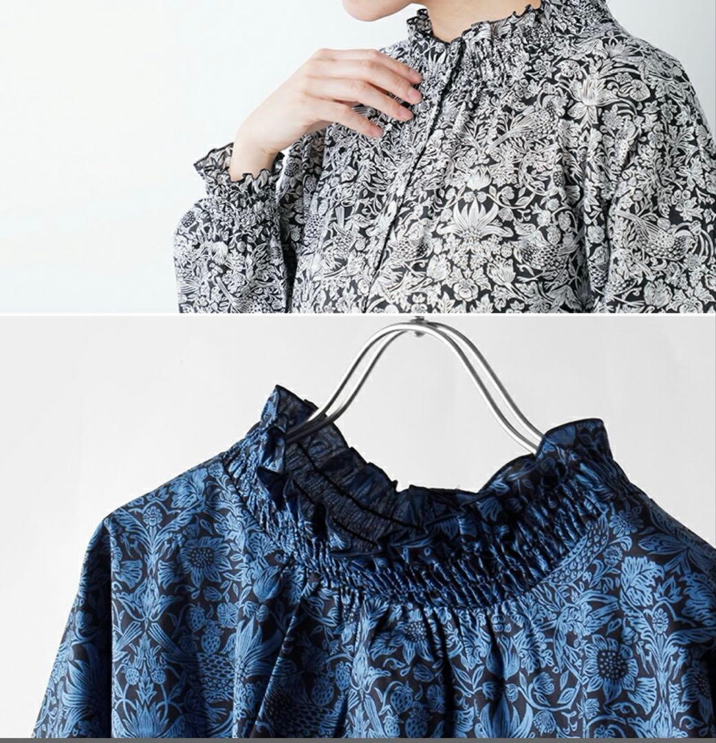 sosotto ソソット リバティプリント 2way ゴムシャーリングブラウス