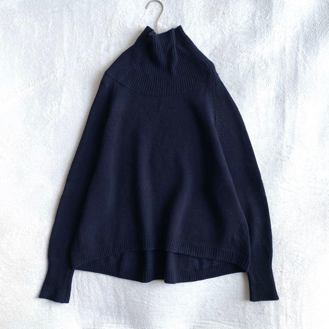 【美品✨】Plage ウールカシミヤ　リブヨークラグランプルオーバー　ネイビー