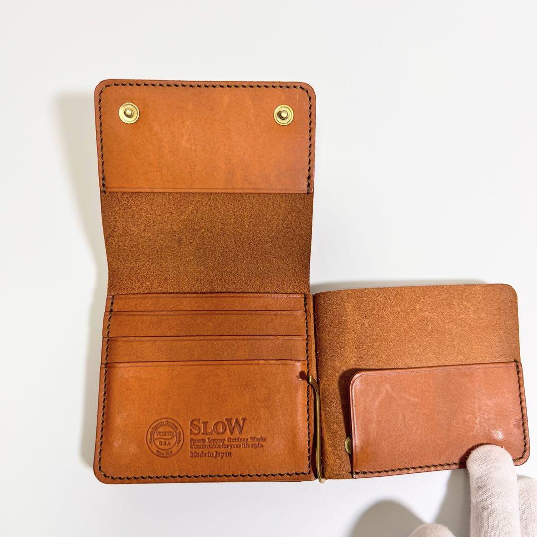 《希少》SLOW マネークリップ コンパクトウォレット 型押しロゴ