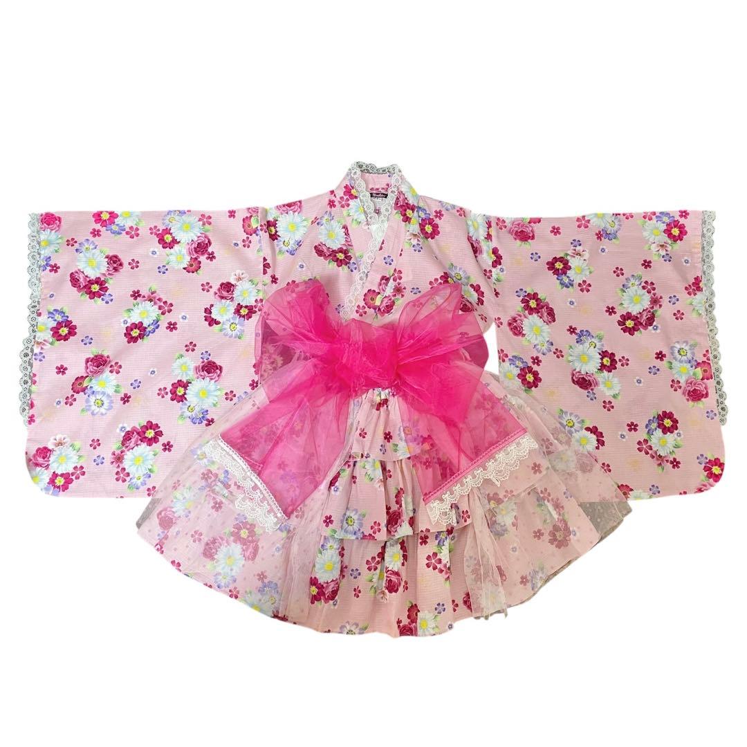 新品 Y2K 大人用 浴衣ドレス 帯2点セット 姫ギャル 平成GAL チュール