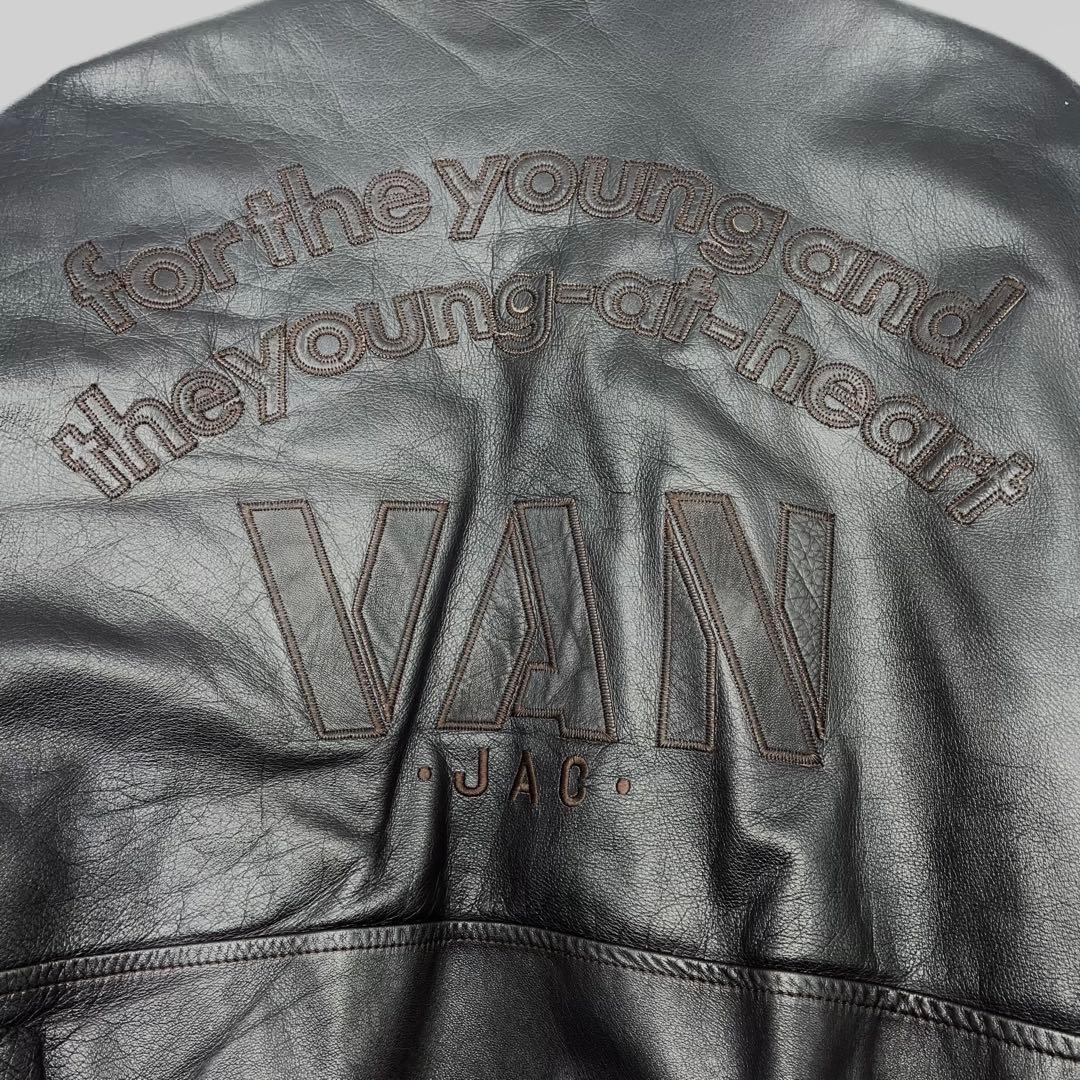 【美品】vintage VAN JAC 本革 レザージャケット アーチロゴ　刺繍