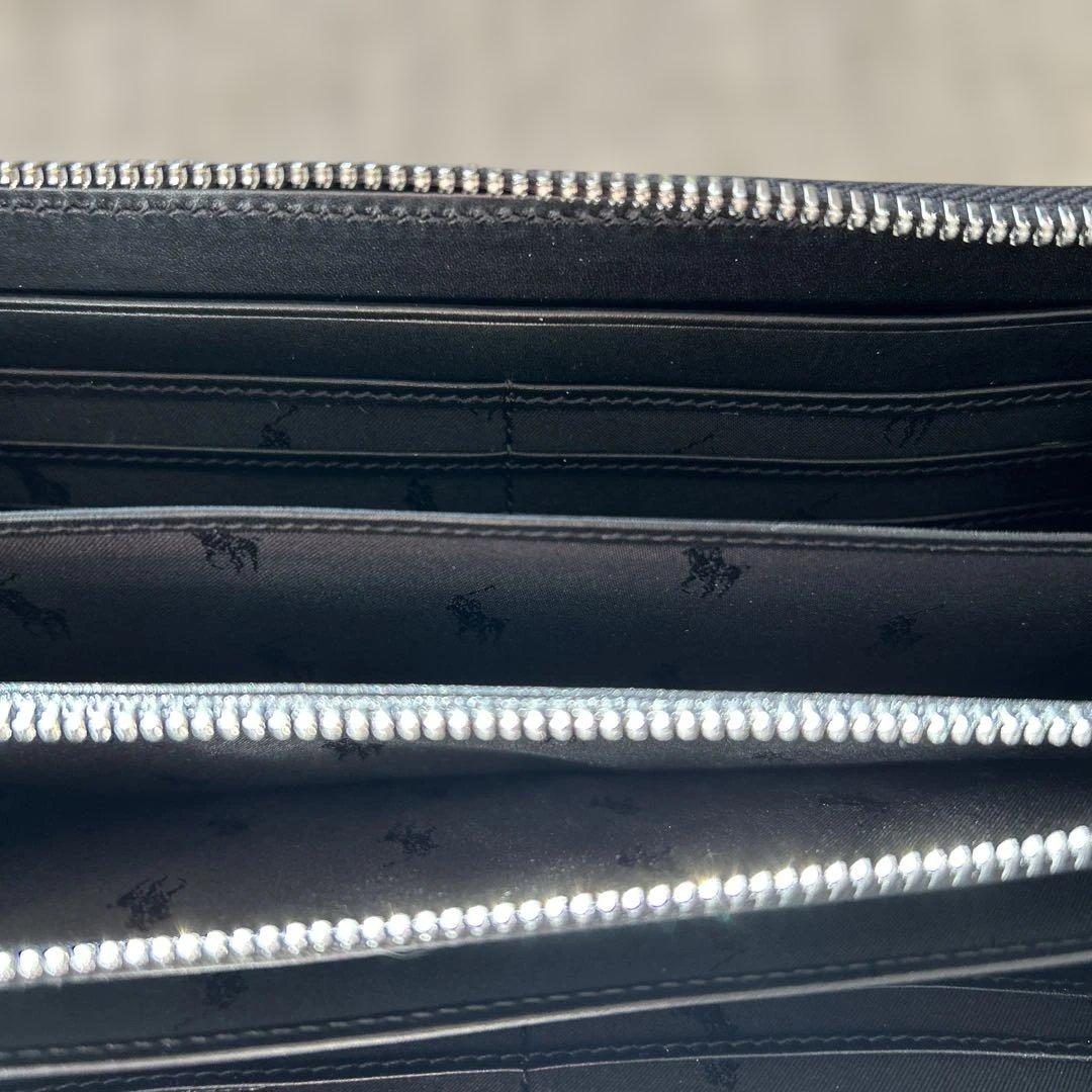 新品未使用ラルフローレン　ラウンドファスナー長財布　ブラックカーフレザー
