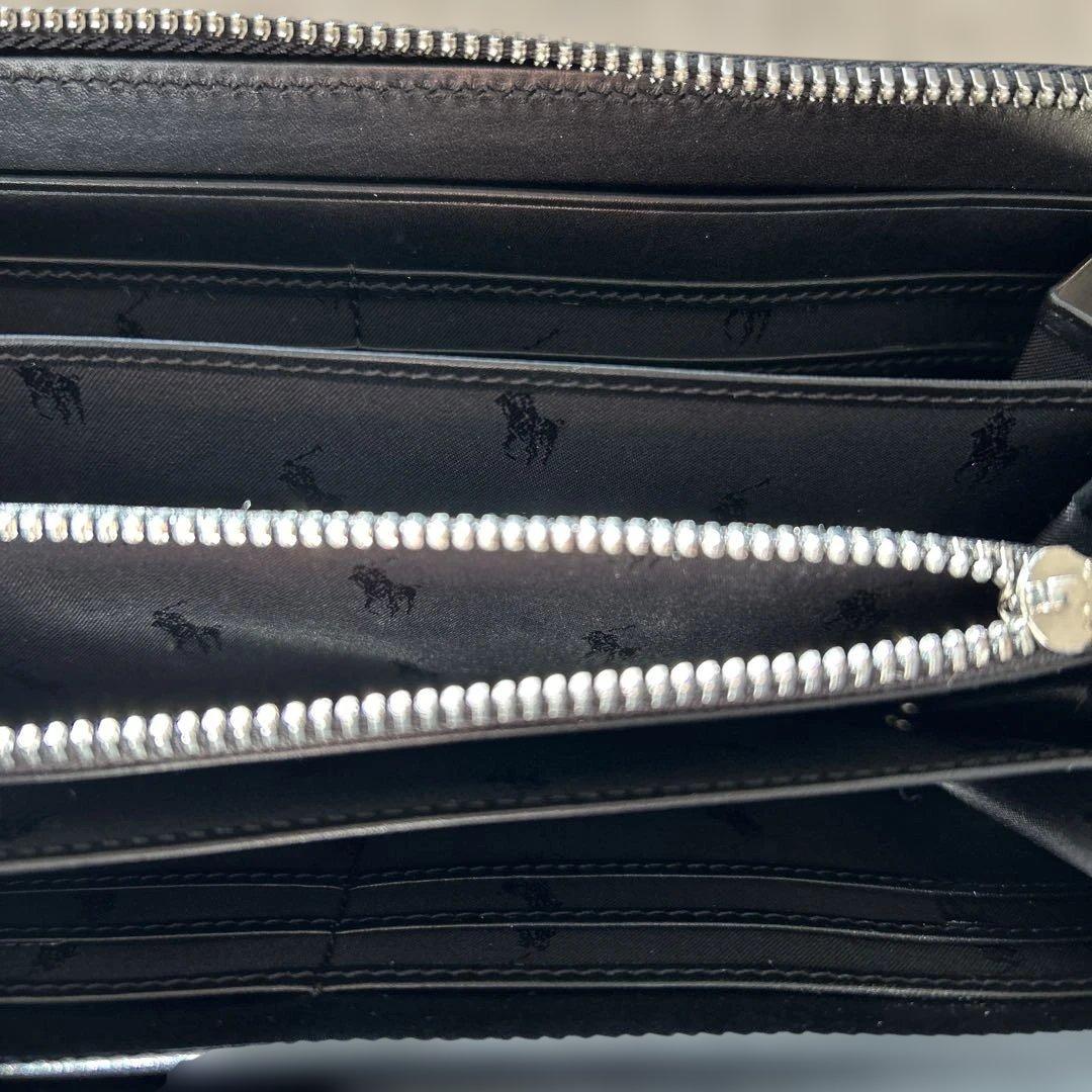 新品未使用ラルフローレン　ラウンドファスナー長財布　ブラックカーフレザー