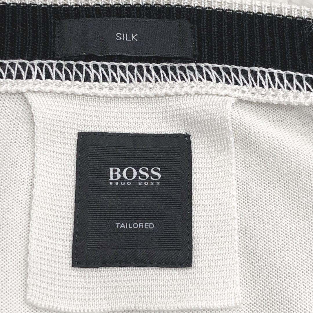 【最高級シルク100%】ヒューゴボス テーラード ニット セーター バイカラーL