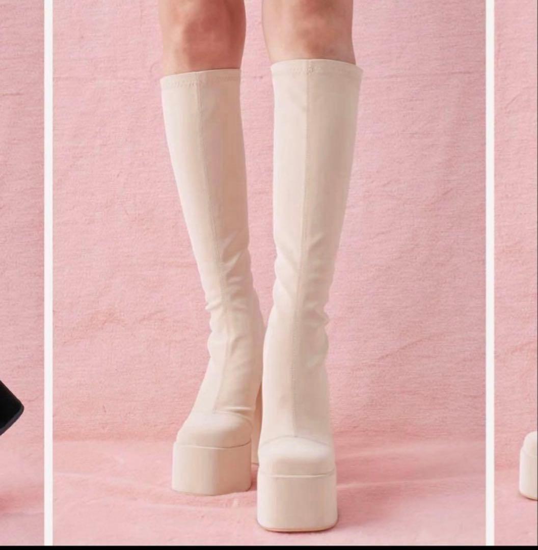 Darich ロングブーツ ストレッチブーツ アイボリー