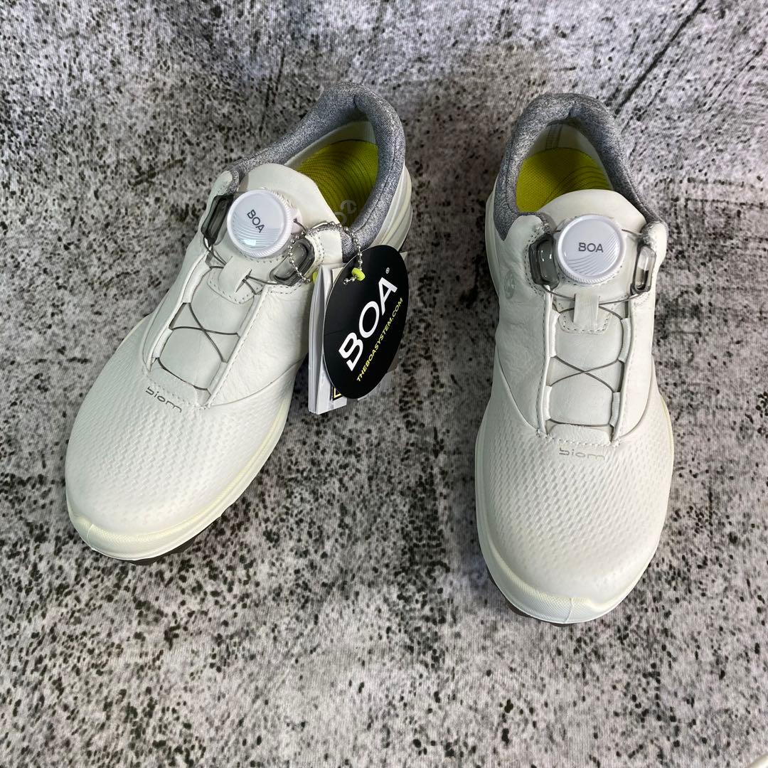 新品同様 エコー ゴルフシューズ ホワイト レザー BOAシステム ゴアテックス