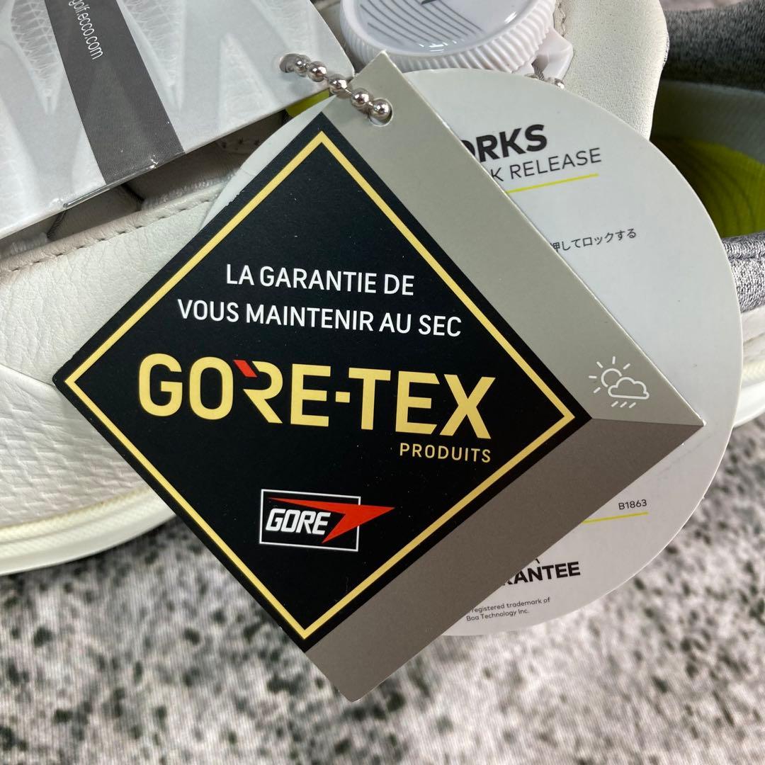 新品同様 エコー ゴルフシューズ ホワイト レザー BOAシステム ゴアテックス