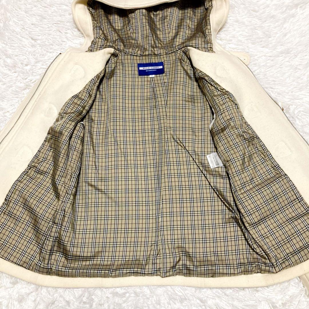 希少 バーバリーブルーレーベル ダッフルコート ノバチェック アイボリー 38