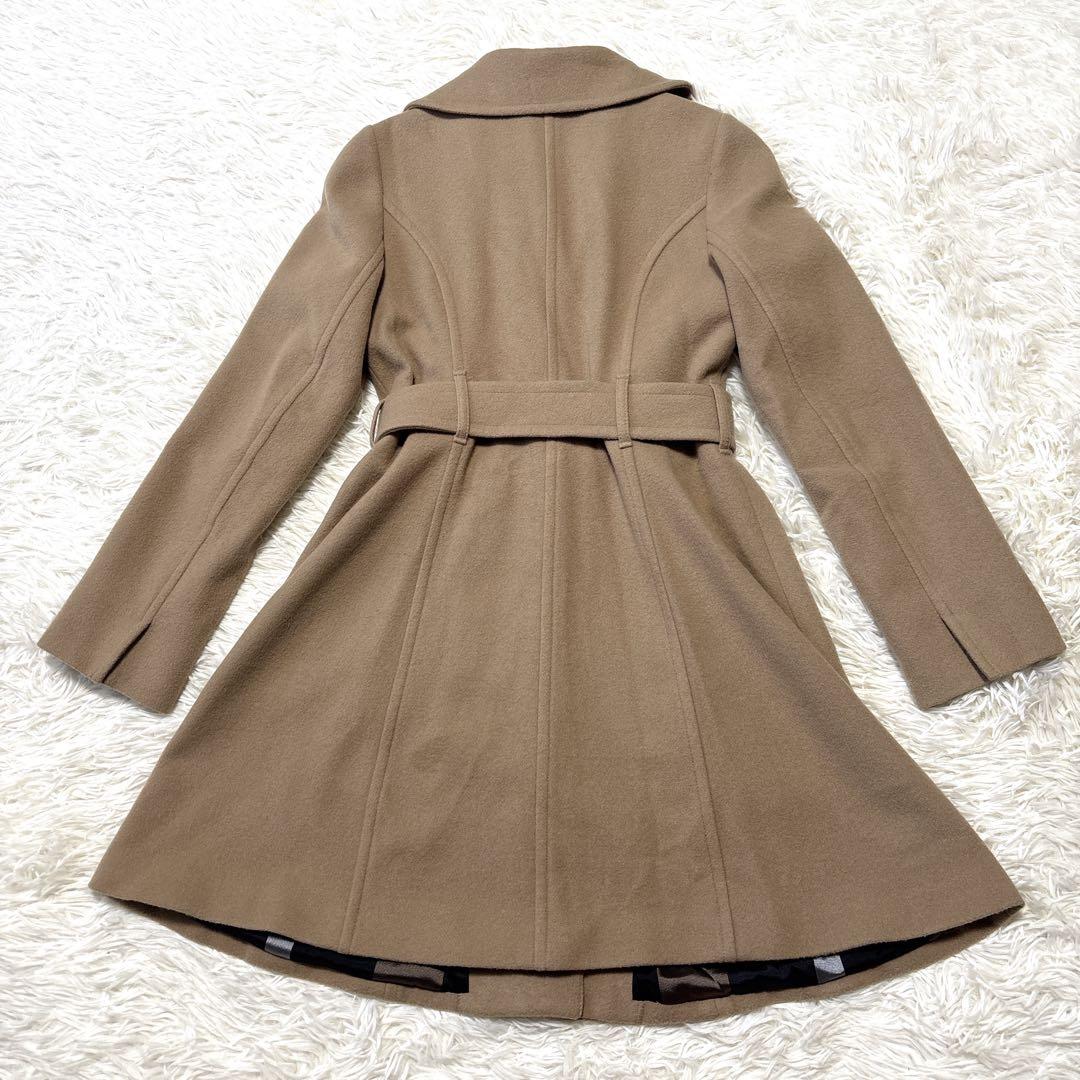 【美品】BURBERRY ベルト付き Aラインウールコート キャメル38