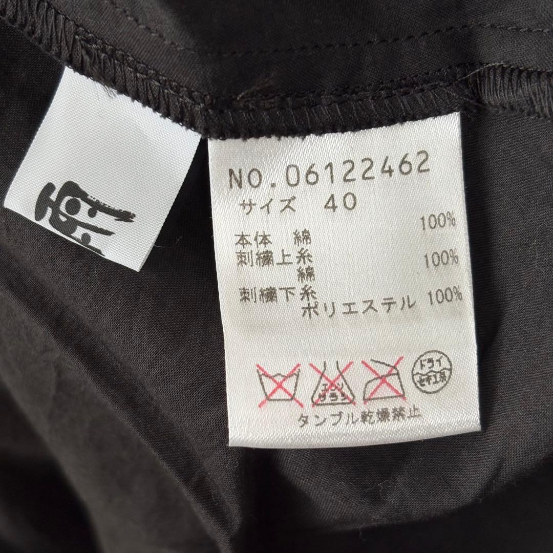 慈雨 ジウ 刺繍デザインカラーブラウス 変形ヘムライン 黒 40 センソユニコ