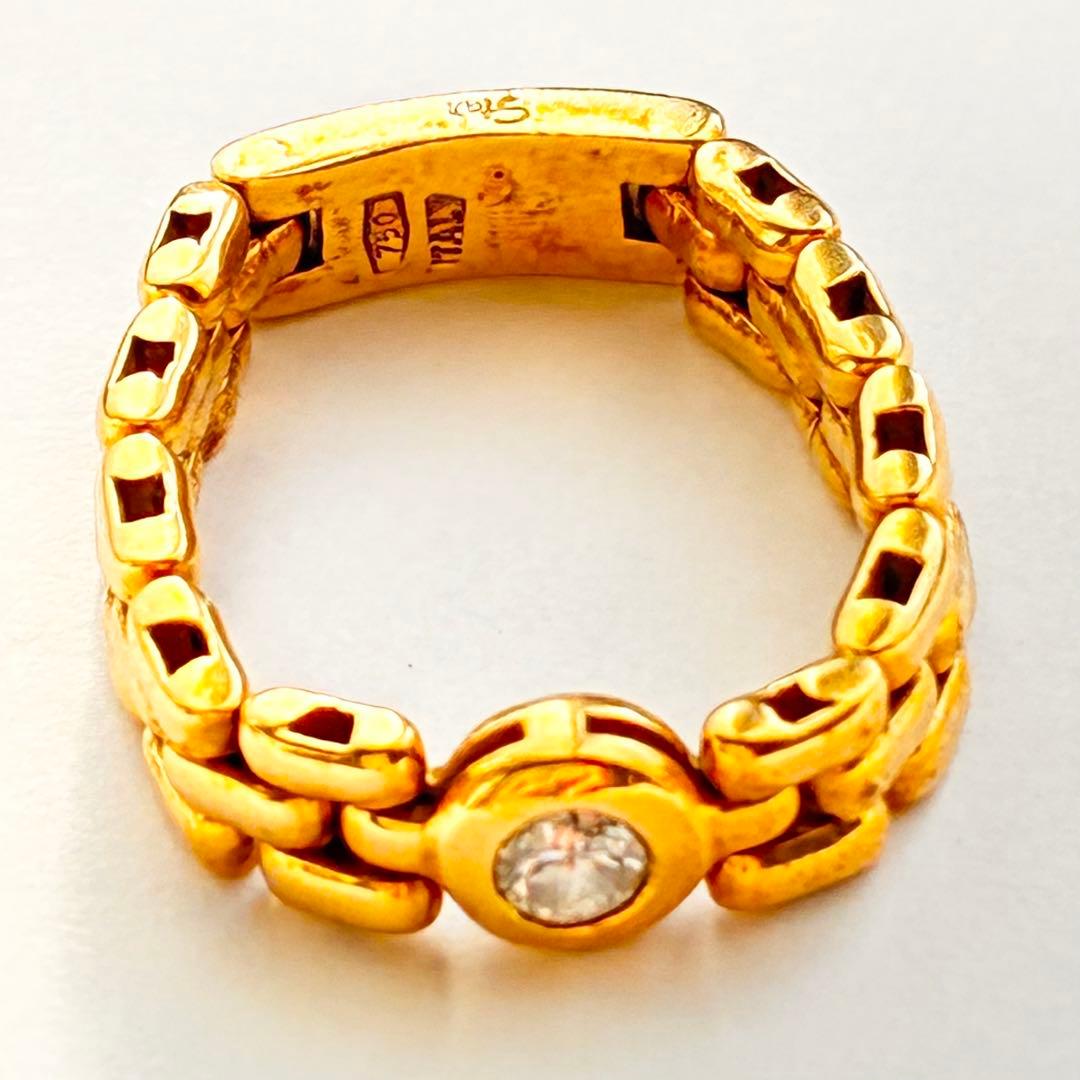 【金相場高騰中】スタージュエリー 0.17ctダイヤ付 Ｋ18チェーンリング６g