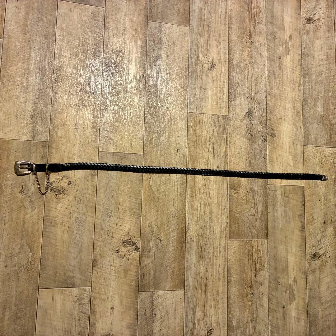 【美品】JieDa チェーンベルト ウエスタン 編みレザー 黒