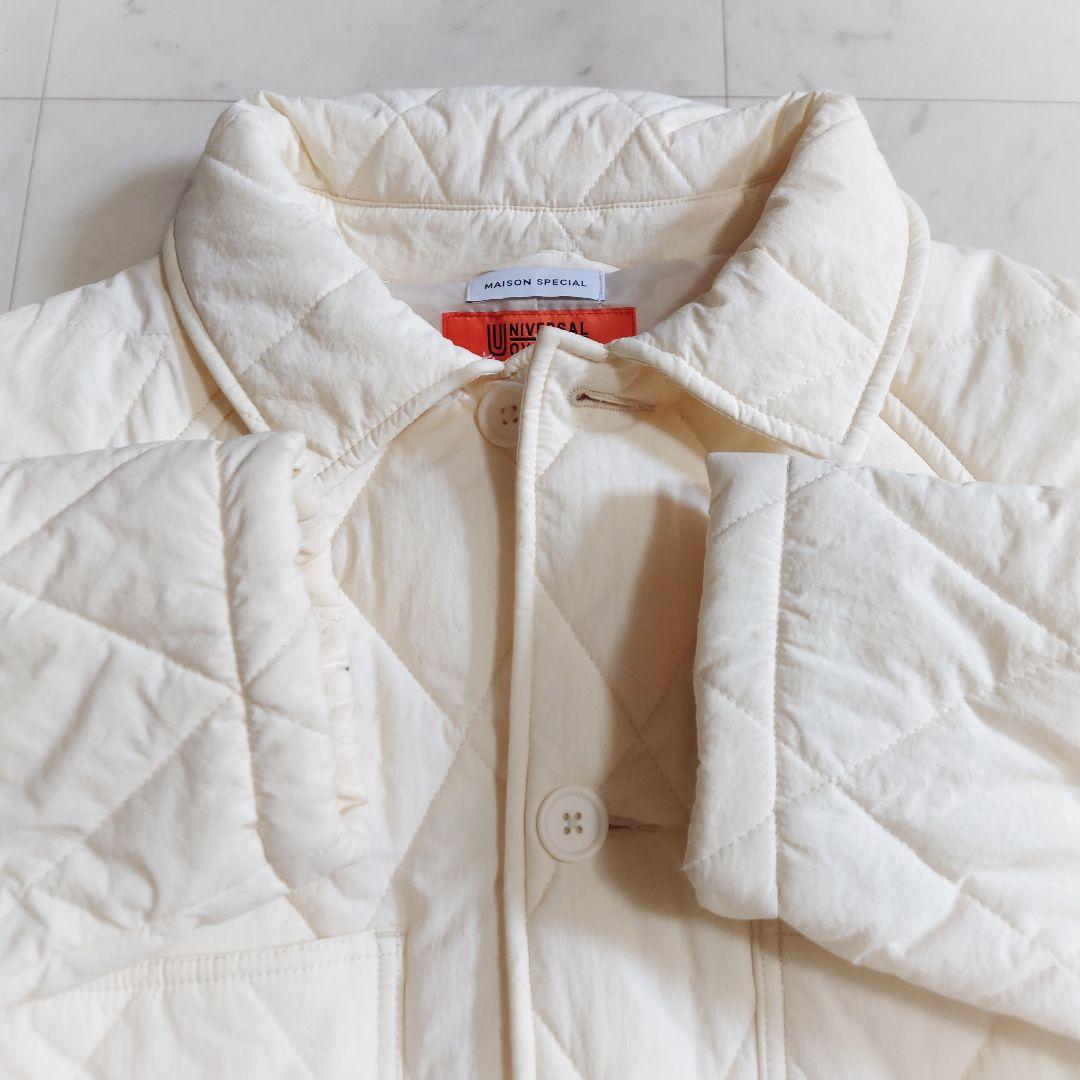 美品♪メゾンスペシャル×ユニバーサルオーバーオール フリーザーコート ホワイト系