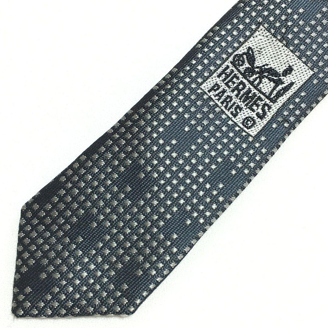 未使用級 エルメス HERMES ネクタイ H織りタイ ファソネH柄 スクエア