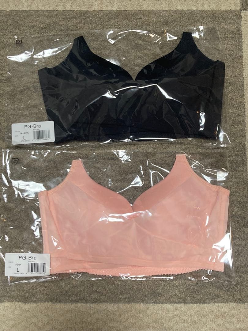【PGブラ】ノンワイヤー ブラジャー 2点セット Lサイズ