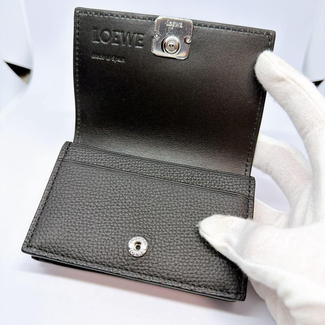 【極美品】LOEWE ロエベ アナグラム ビジネスカードホルダー シルバー