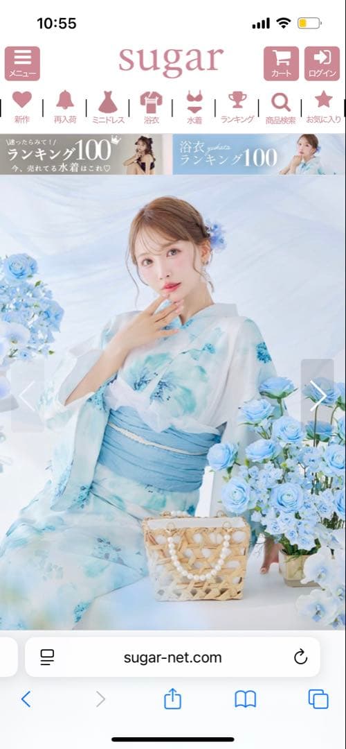 ブルーグレイニュアンスフラワー浴衣Y-9111-nz-dzh-BL-F-25MY