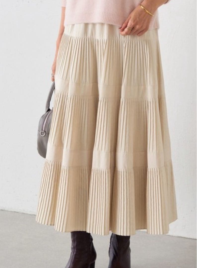 BEARDSLEY プリーツスカート ベージュ フリーサイズ