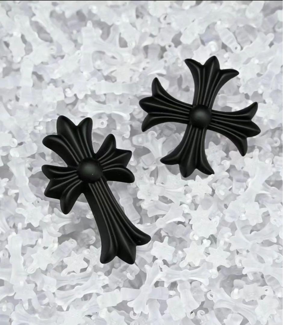 バカデカFAKE HEARTSクロスブラック 十字架 ネックレス　クロムハーツ