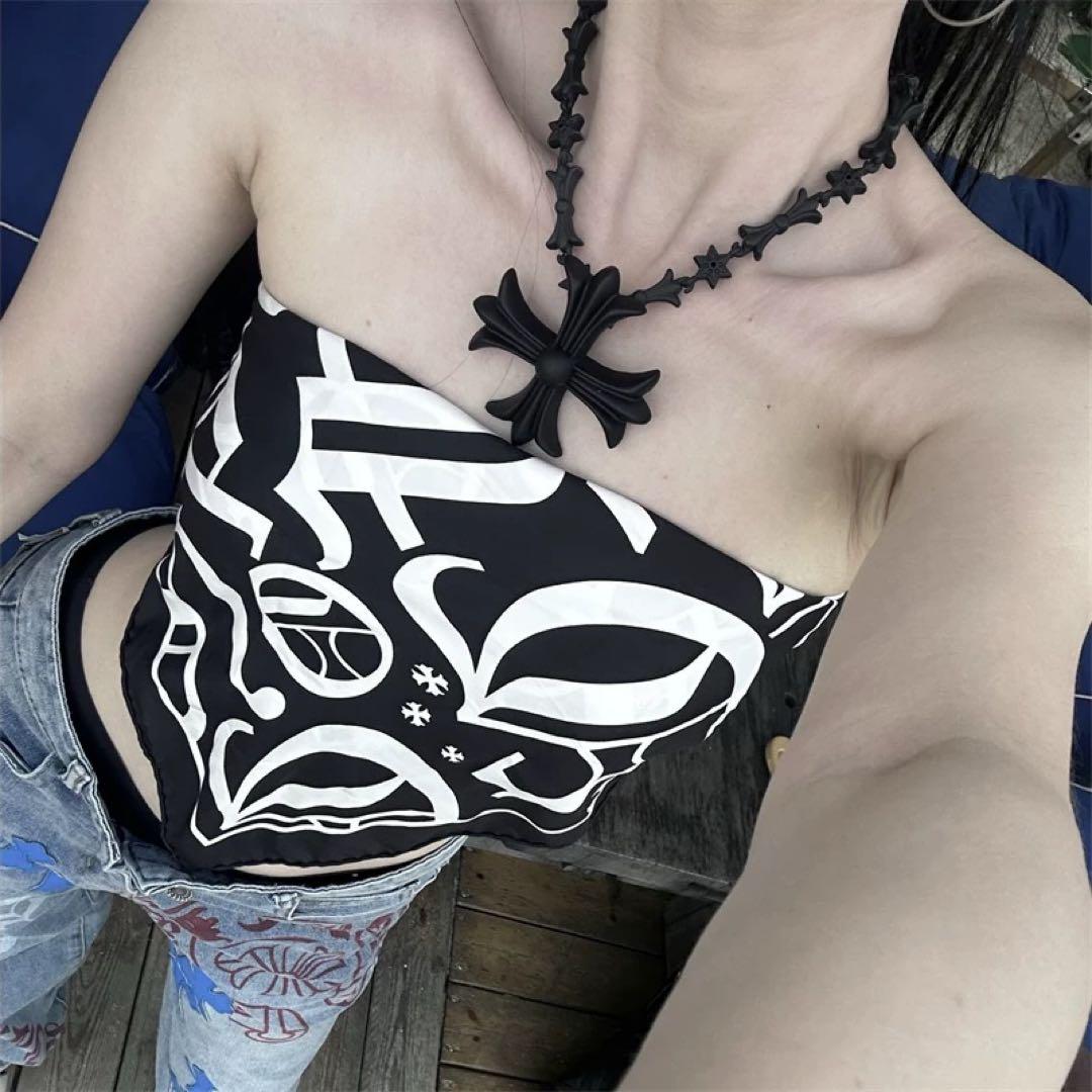 バカデカFAKE HEARTSクロスブラック 十字架 ネックレス　クロムハーツ