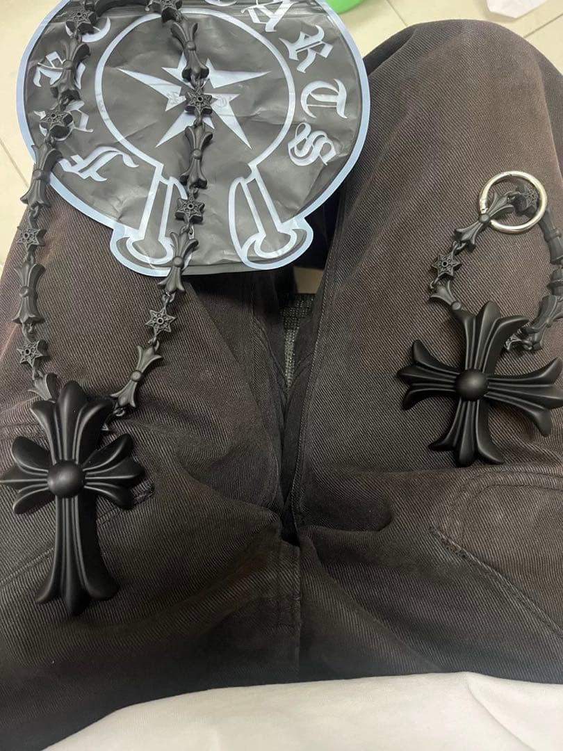 バカデカFAKE HEARTSクロスブラック 十字架 ネックレス　クロムハーツ