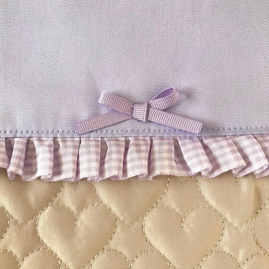 入園入学4点セット ハートキルティング　ラベンダー　ベージュ　お着替え袋Ｍ