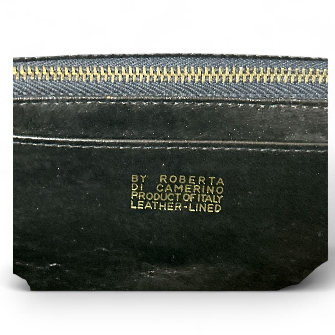 ロベルタディカメリーノ 口金　ベルベット 赤 ハンドバッグ　ロゴ　がま口