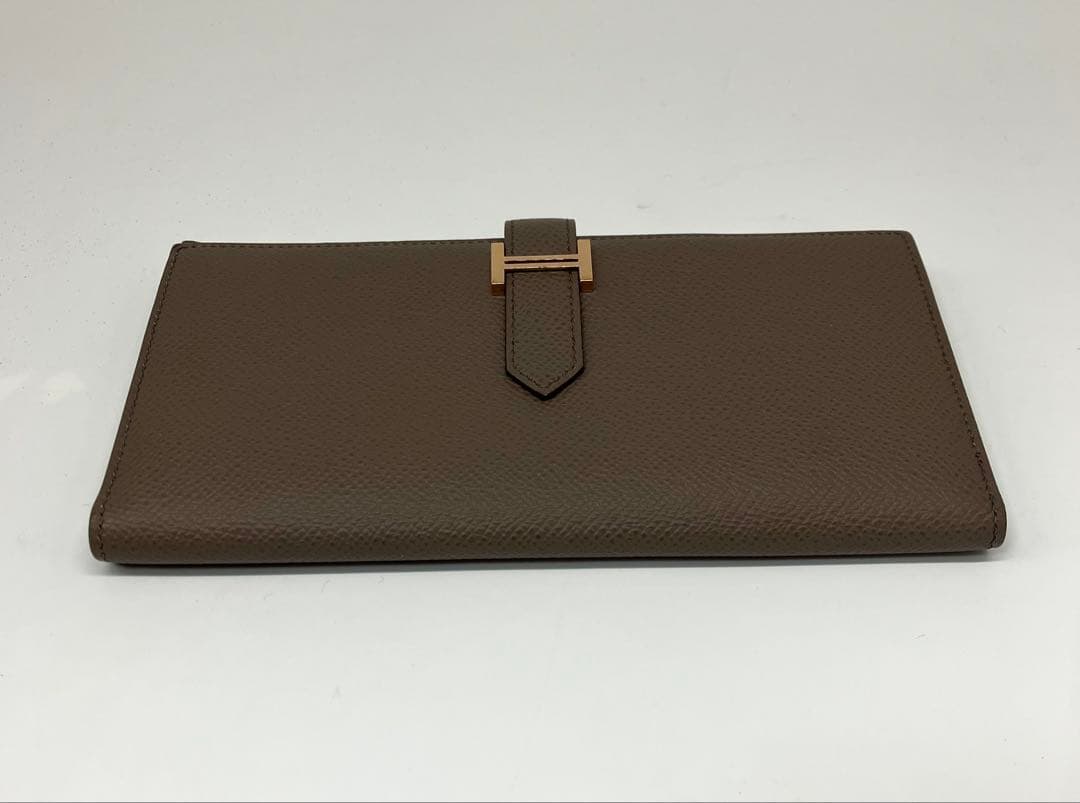 ⭐️ 極美品 エルメス ベアン スフレ 長財布 グレー エタン 鑑定済