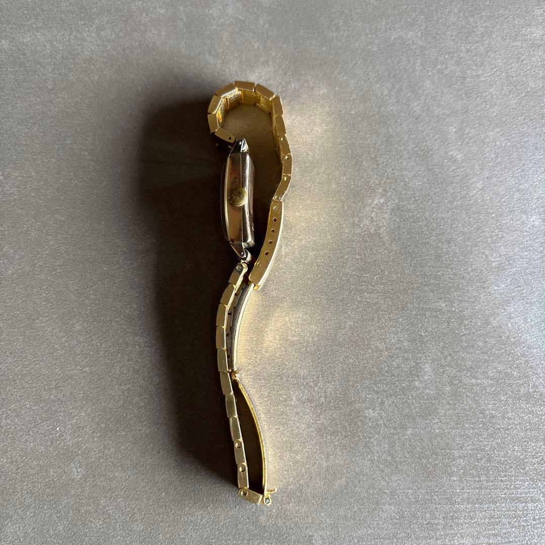 デルバナ18金　ベルト美品スイス製アンティーク腕時計　18K