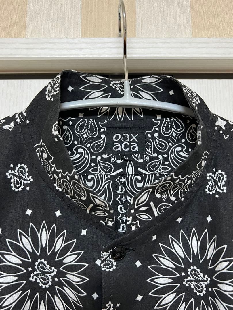 オアハカ　oaxaca スタンドカラーシャツ　ペイズリー　ブラック　別注　超美品