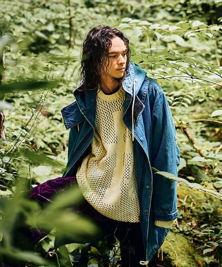 未使用に近い／Mサイズ／定価49500円／グラム glamb／デニムモッズコート