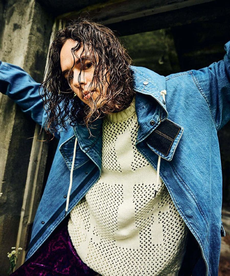 未使用に近い／Mサイズ／定価49500円／グラム glamb／デニムモッズコート