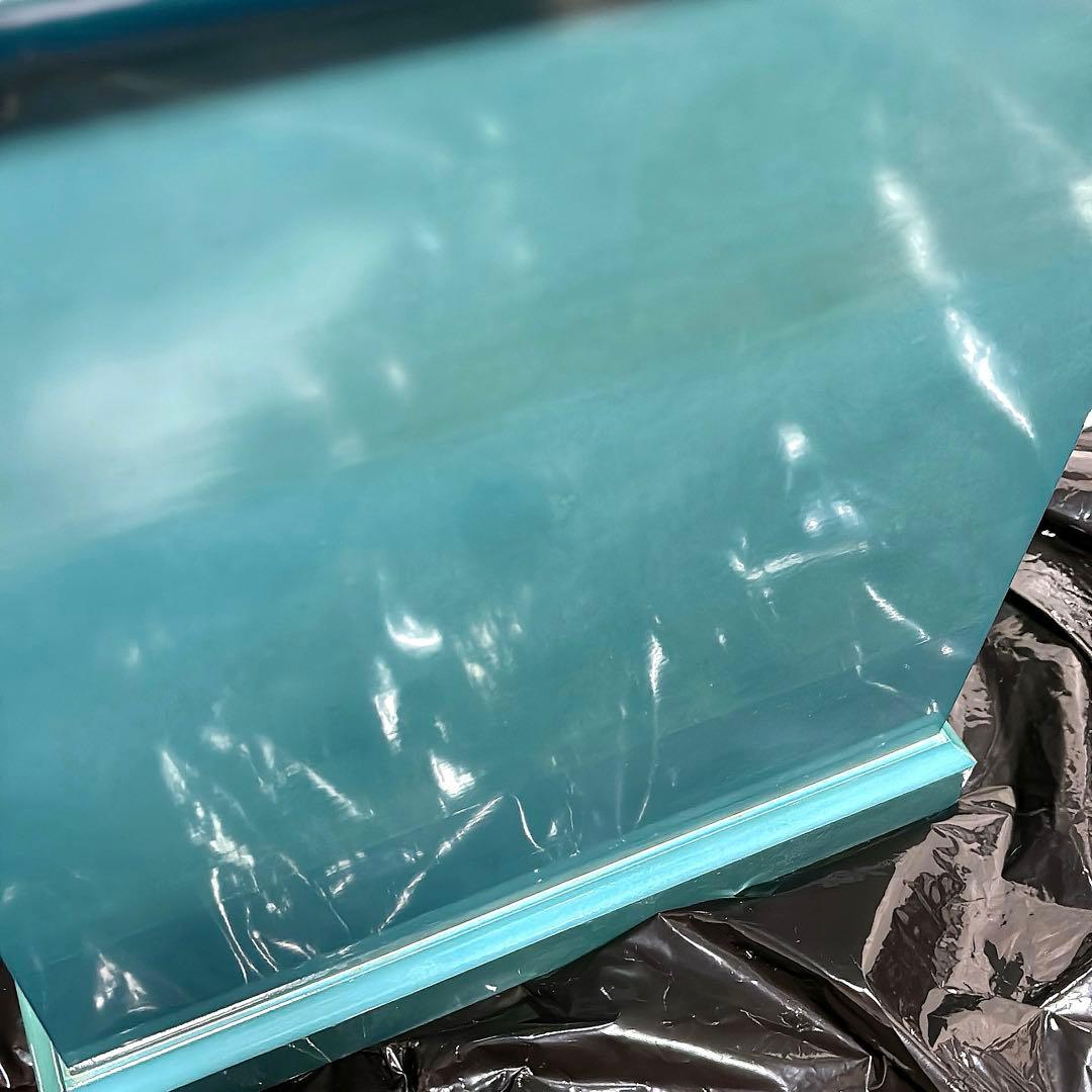 ティール色の花柄象嵌細工小物入れ　アンティーク　イタリア製