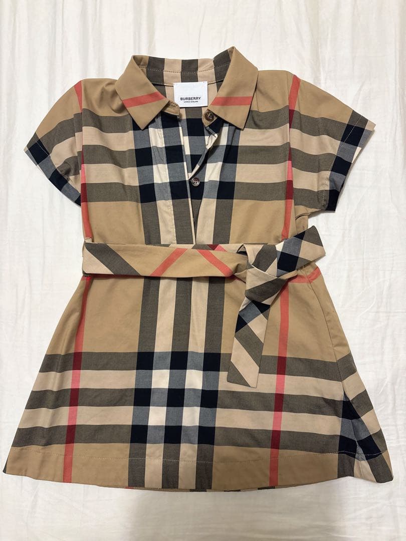 BURBERRY チェック柄 半袖ワンピース 18M