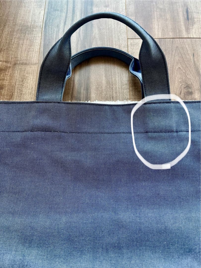 familiar 【美品】デニム地トートバッグ マチ付き ファスナー付き