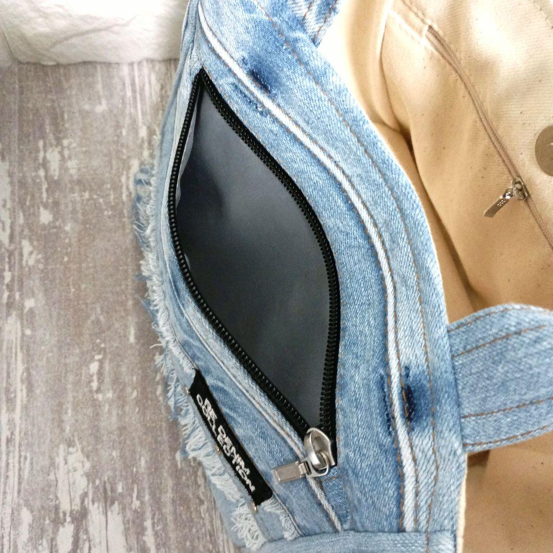 リメイクデニム★MIXデニムフリンジトートバッグ＋ショルダーセット